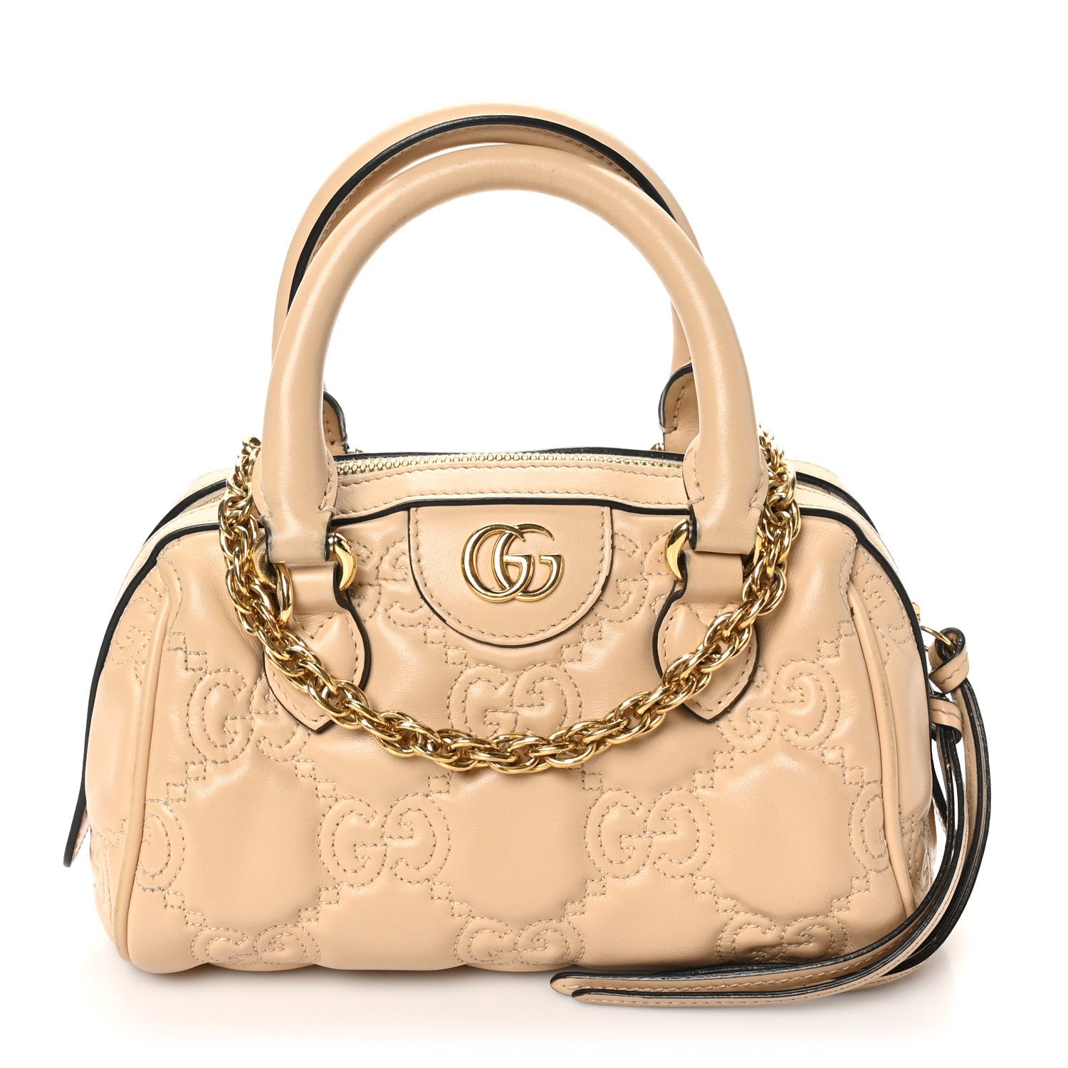 Calfskin GG Matelasse Mini Bowler Bag Naturale