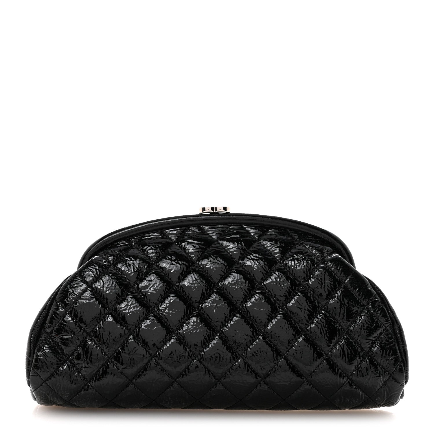 Distressed Patent Quilted Timeless Clutch Black