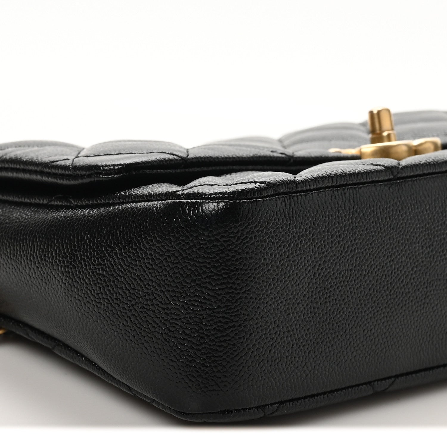 Shiny Caviar Quilted Large Chain Melody Flap Black