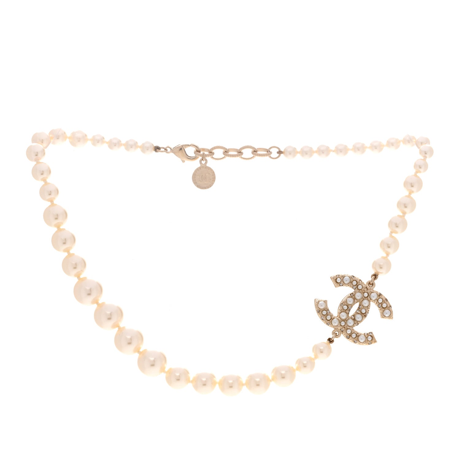 Pearl CC 100th Anniversary Necklace Light Gold