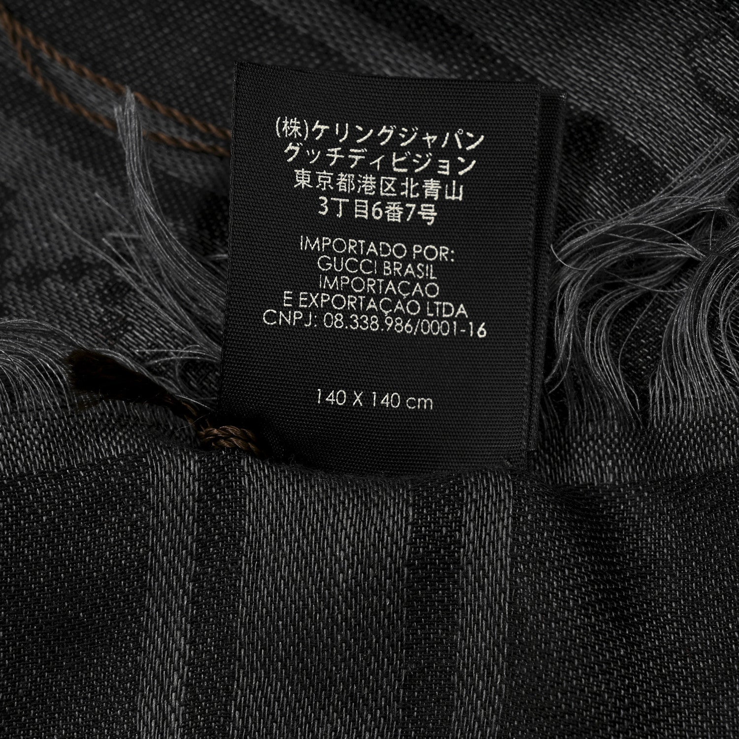 Wool Silk GG Monogram Diamante Plaid Surviee Shawl Graphite Black