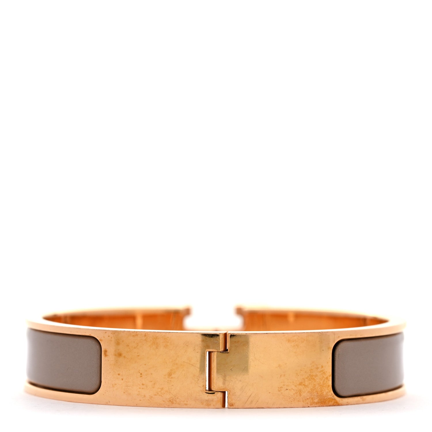 Enamel Narrow Clic Clac H Bracelet PM Marron Glace