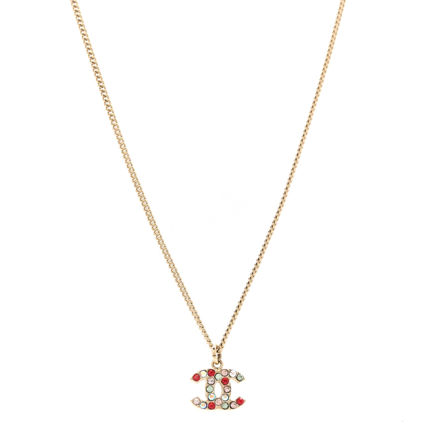 Crystal CC Necklace Gold Multicolor