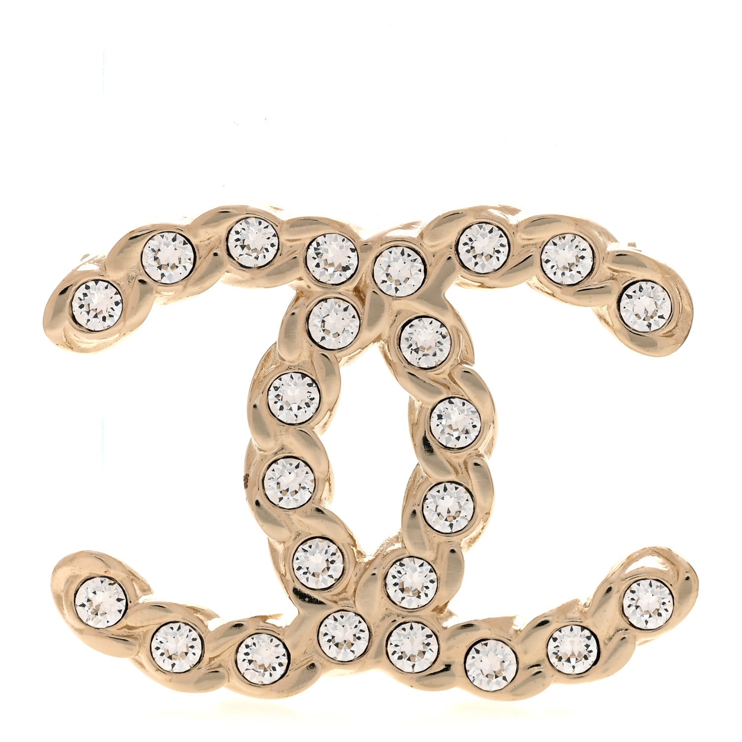 Crystal Pearls Coronation CC Brooch Gold