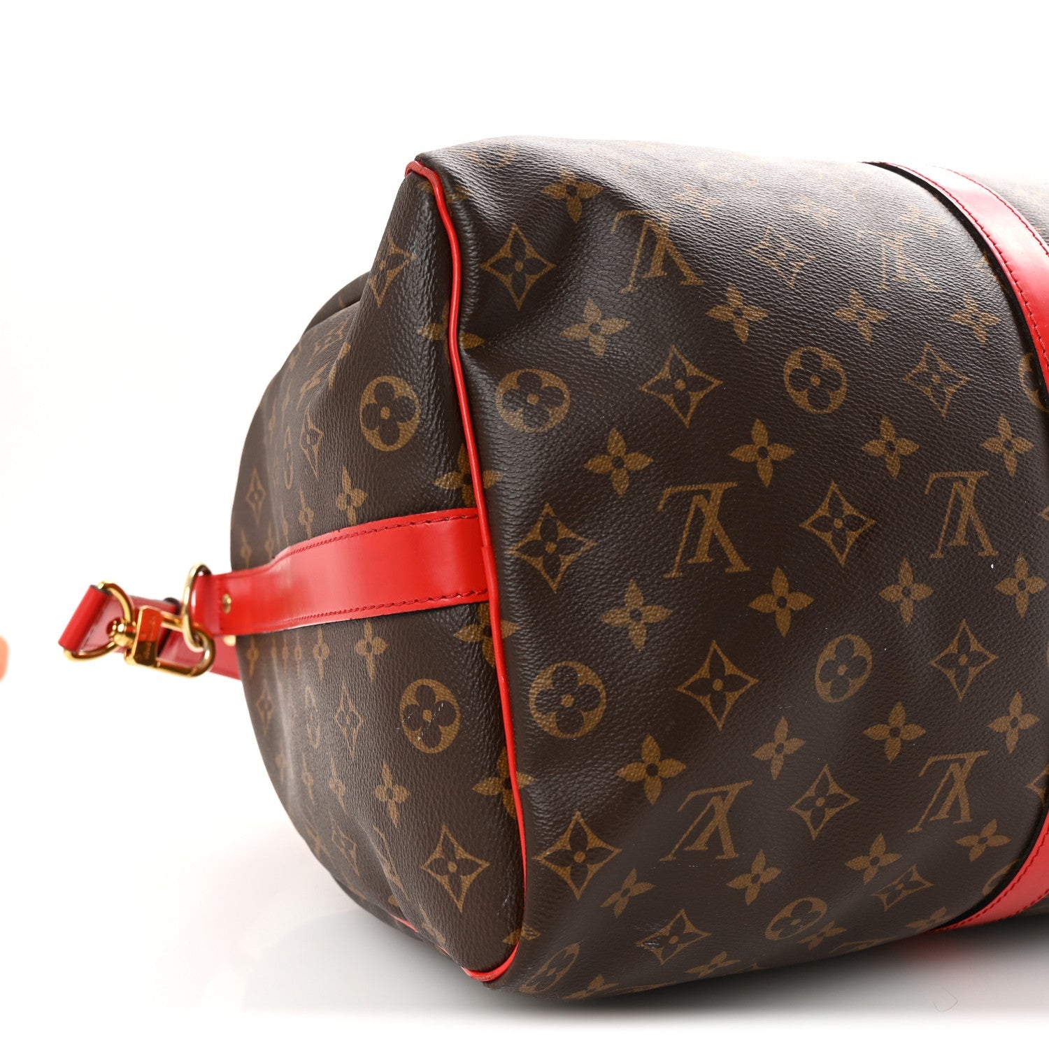 Calfskin Monogram Keepall Bandouliere 50 Coquelicot