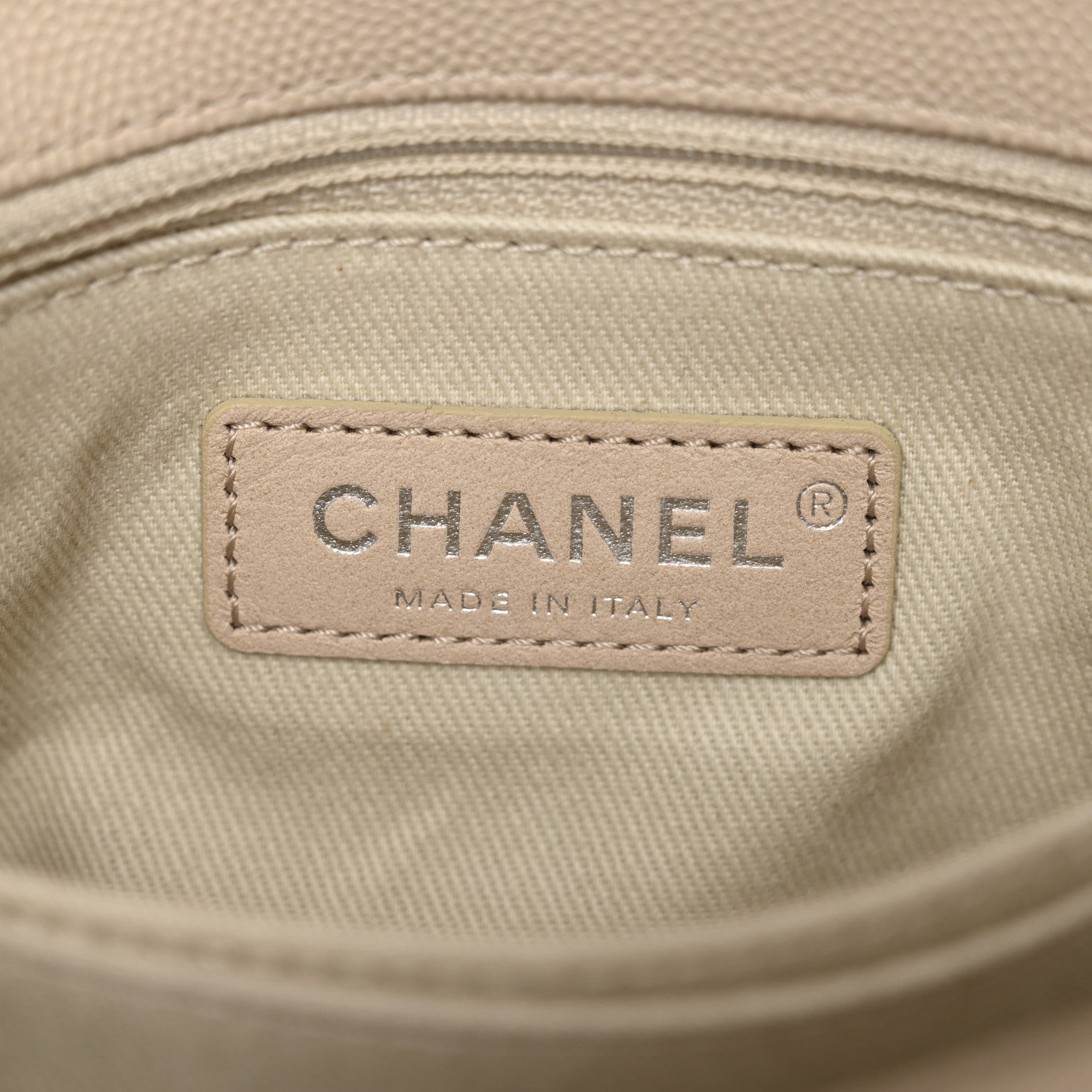 Caviar Chevron Quilted Mini Coco Handle Flap Beige