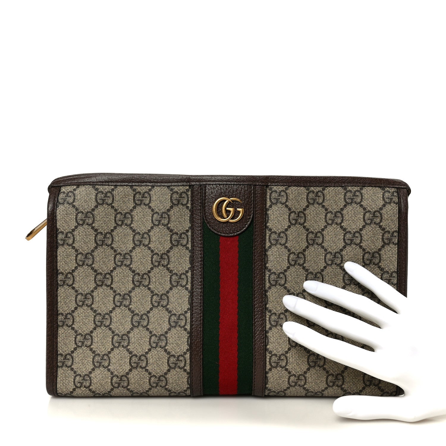 GG Supreme Monogram Web Ophidia GG Toiletry Case Beige New Acero