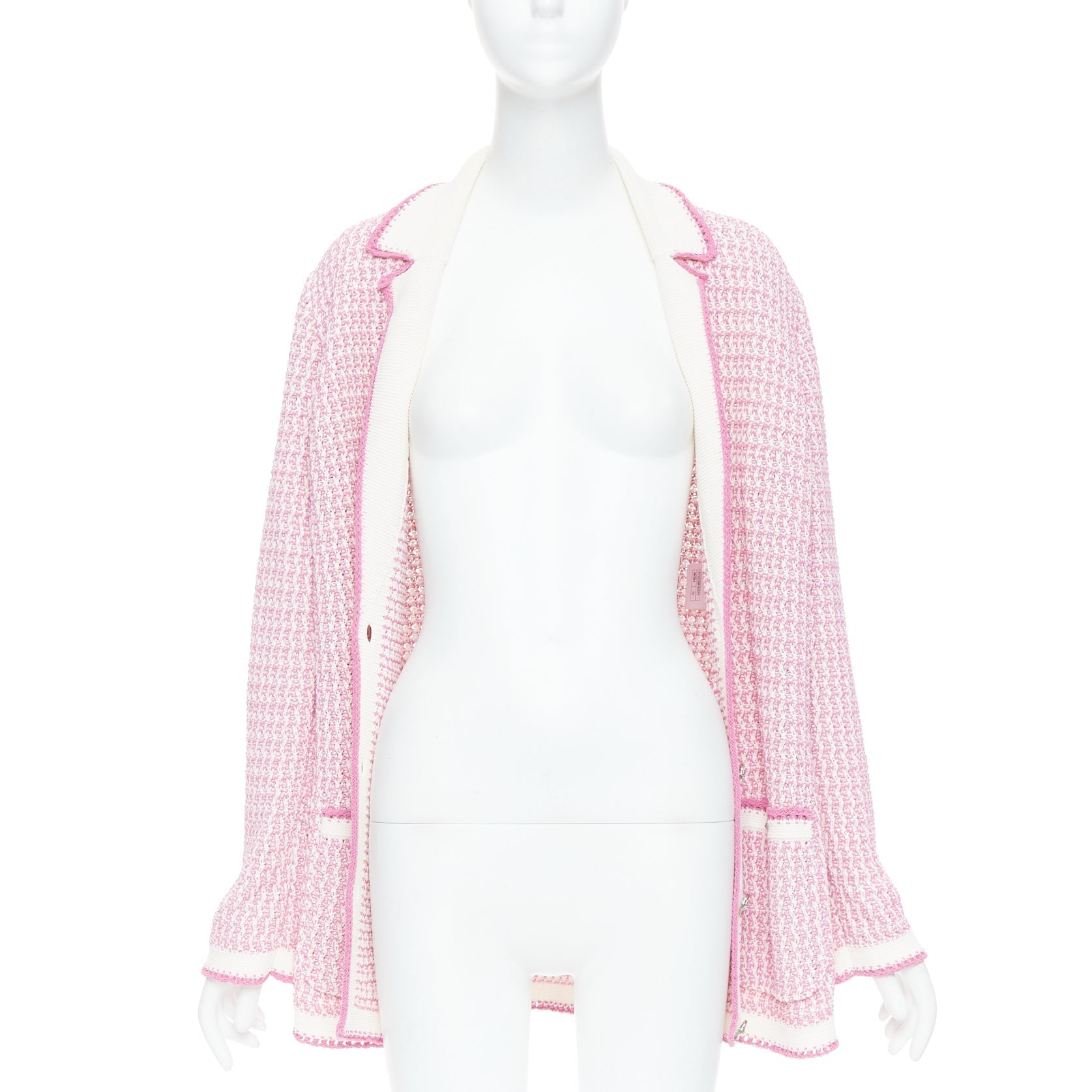 Women's Chanel tweed metallic buttons long knit cardigan
