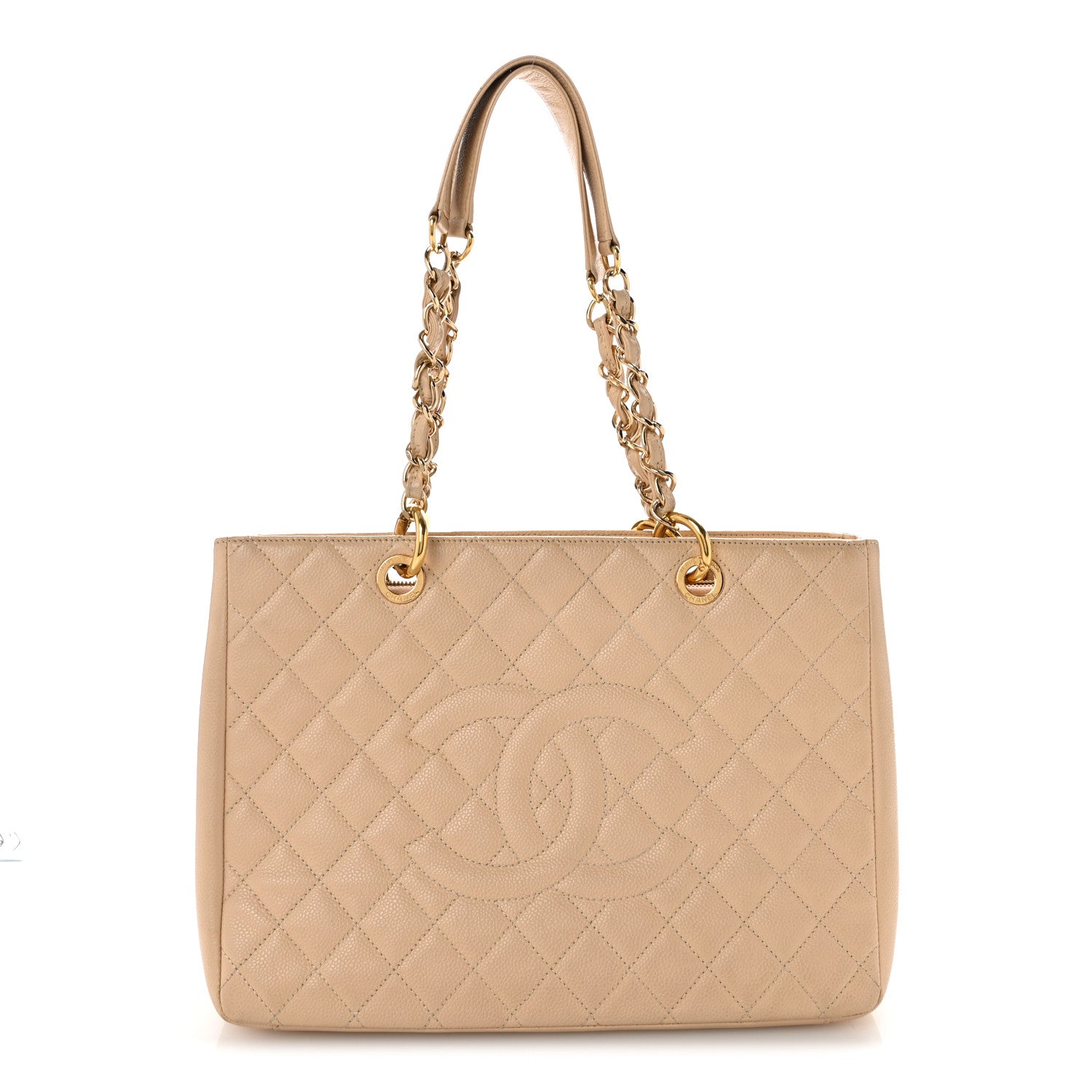 Caviar Quilted Grand Shopping Tote GST Beige Clair