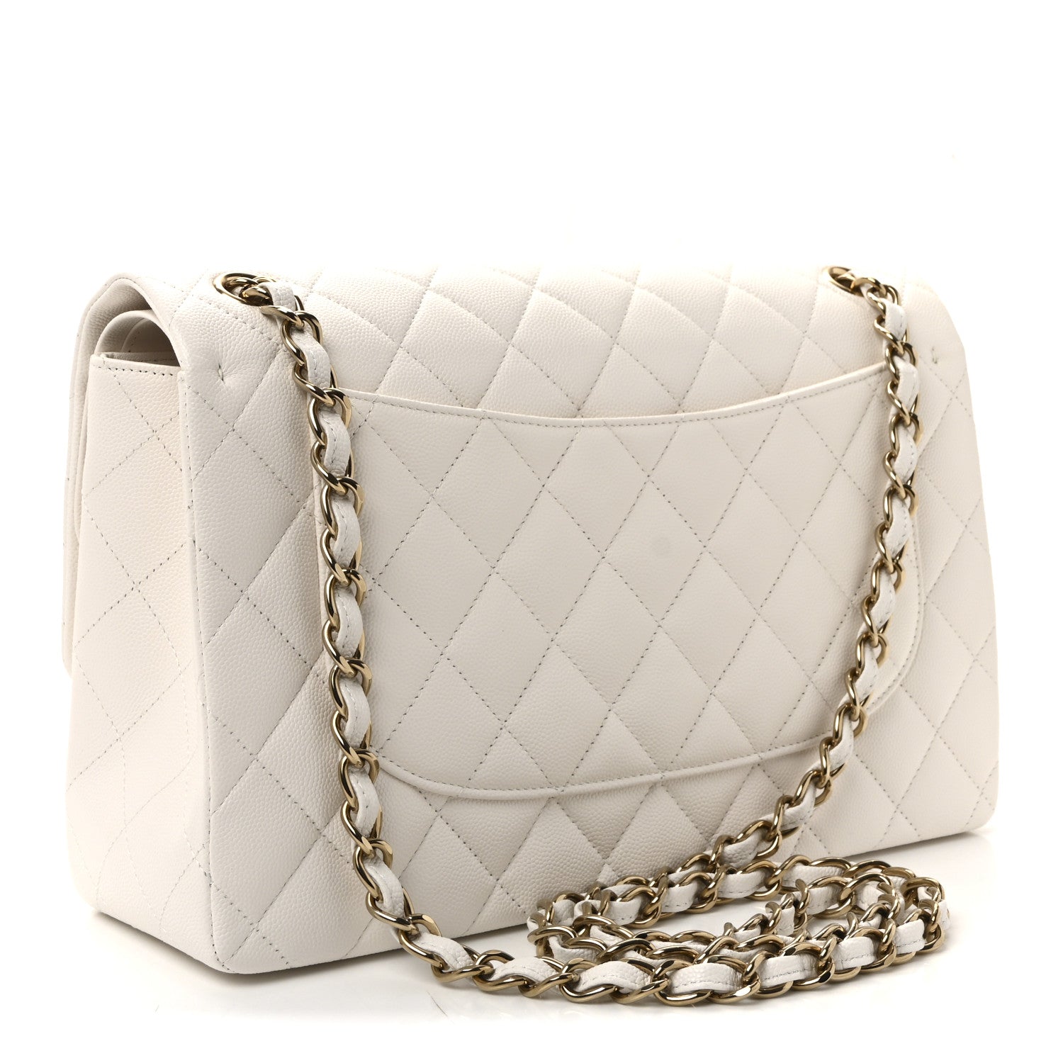 Caviar Quilted Jumbo Double Flap White