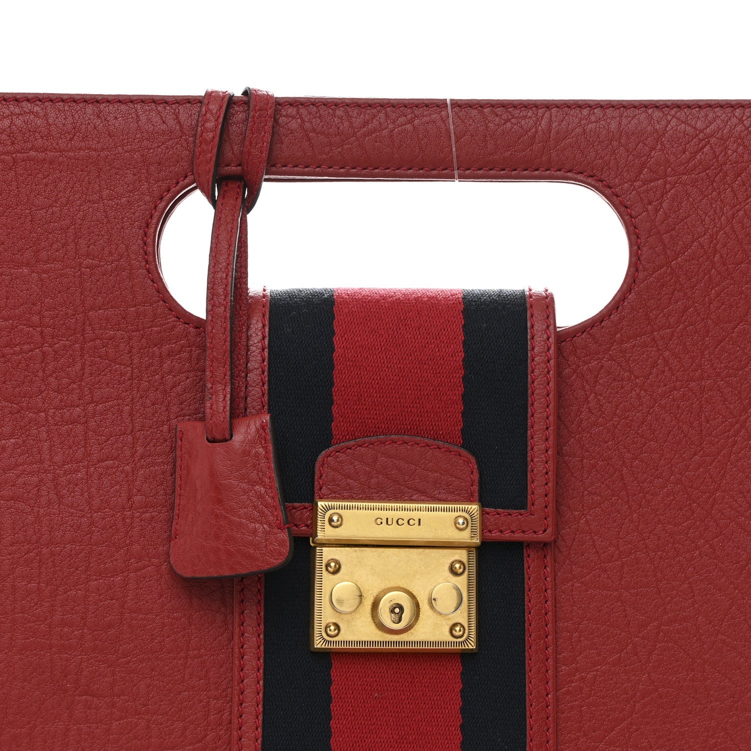 Calfskin Web Padlock Tote Red