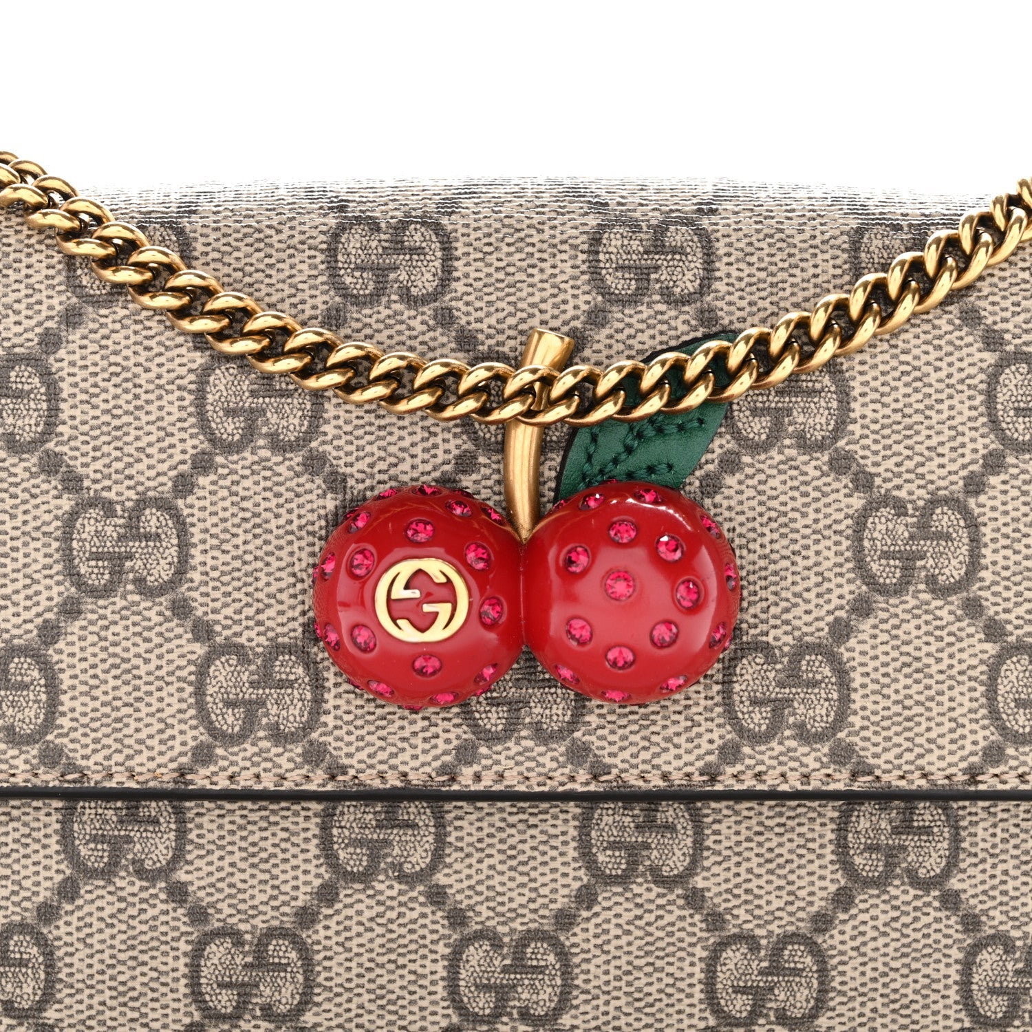GG Supreme Monogram Mini Cherry Chain Bag