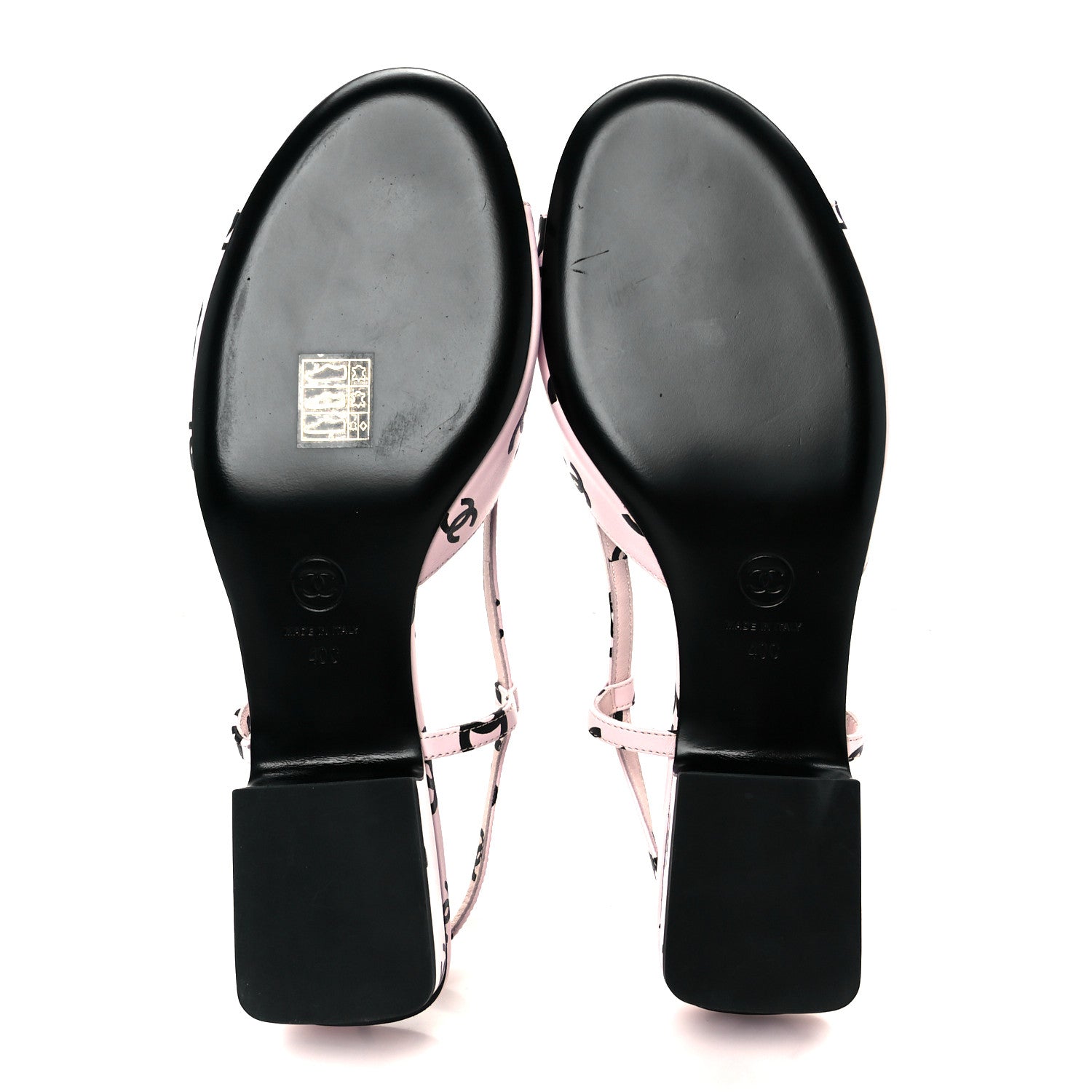 Printed Lambskin Coco Beach Sligback Sandals 40 Light Pink Black