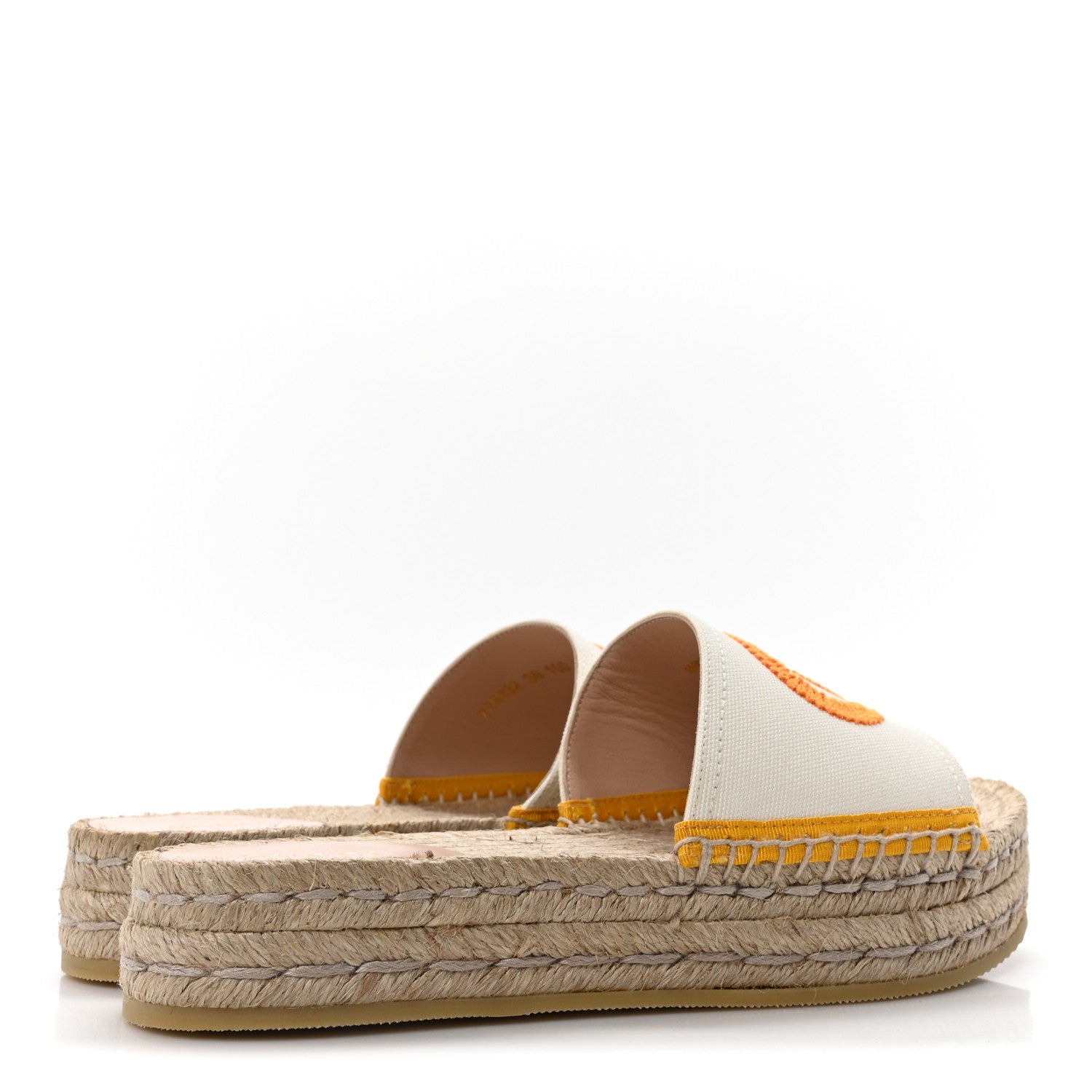 Canvas Interlocking G Espadrille Slide Sandals 36 Mystic White Mais