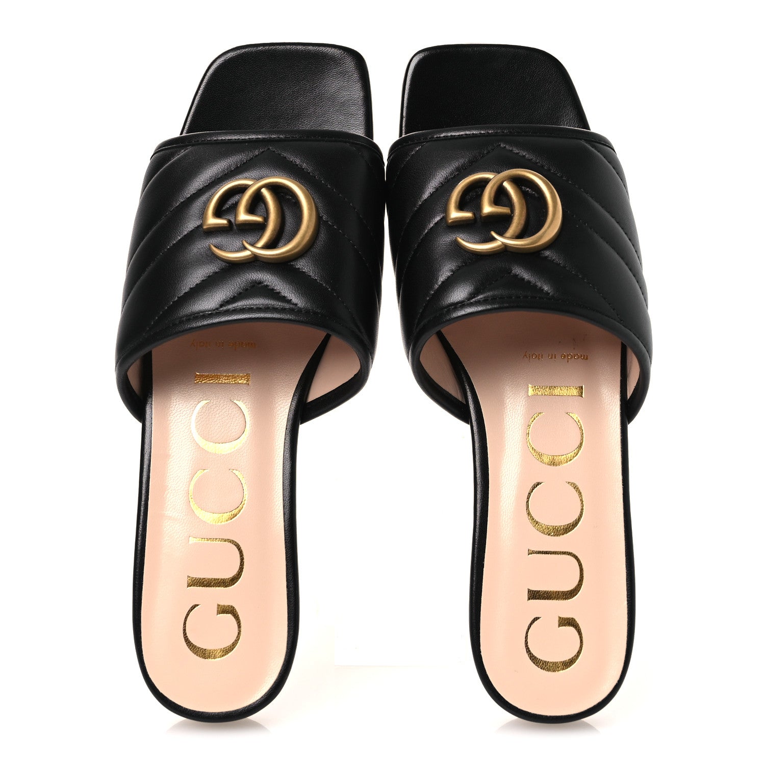 Nappa Matelasse GG Marmont Flat Slide Sandals 36.5 Black
