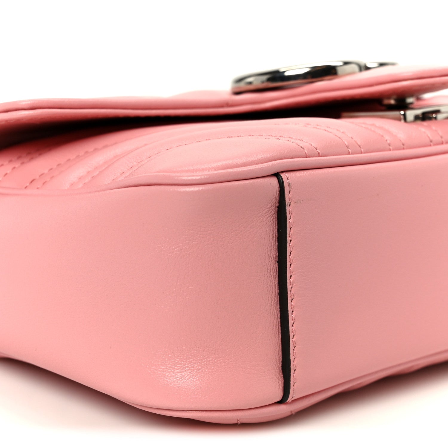 Calfskin Matelasse Mini GG Marmont Shoulder Bag Wild Rose