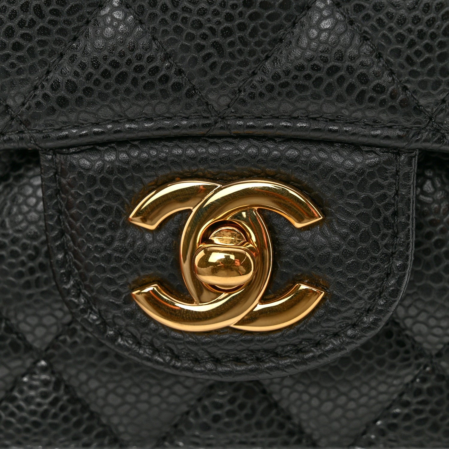 Caviar Quilted Small Double Flap Black