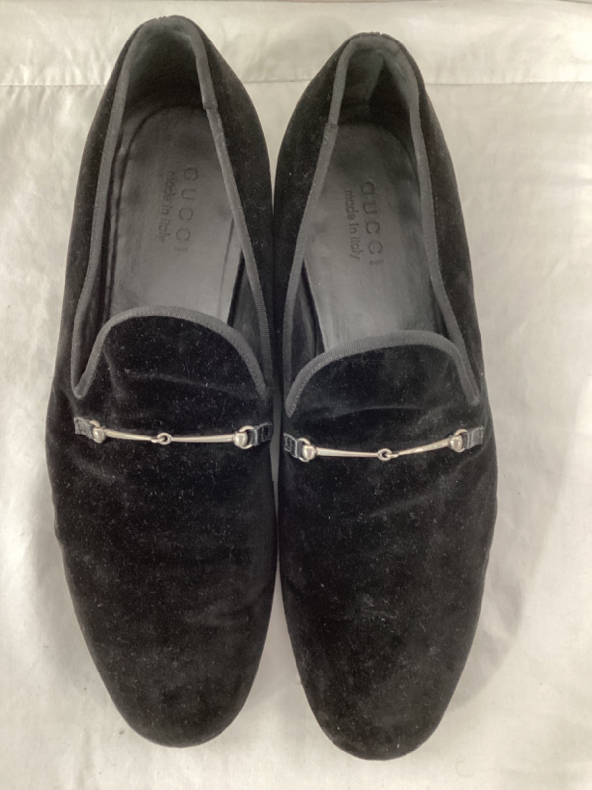 Men's Gucci Horsebit Slip On Loafers in Black Velvet
