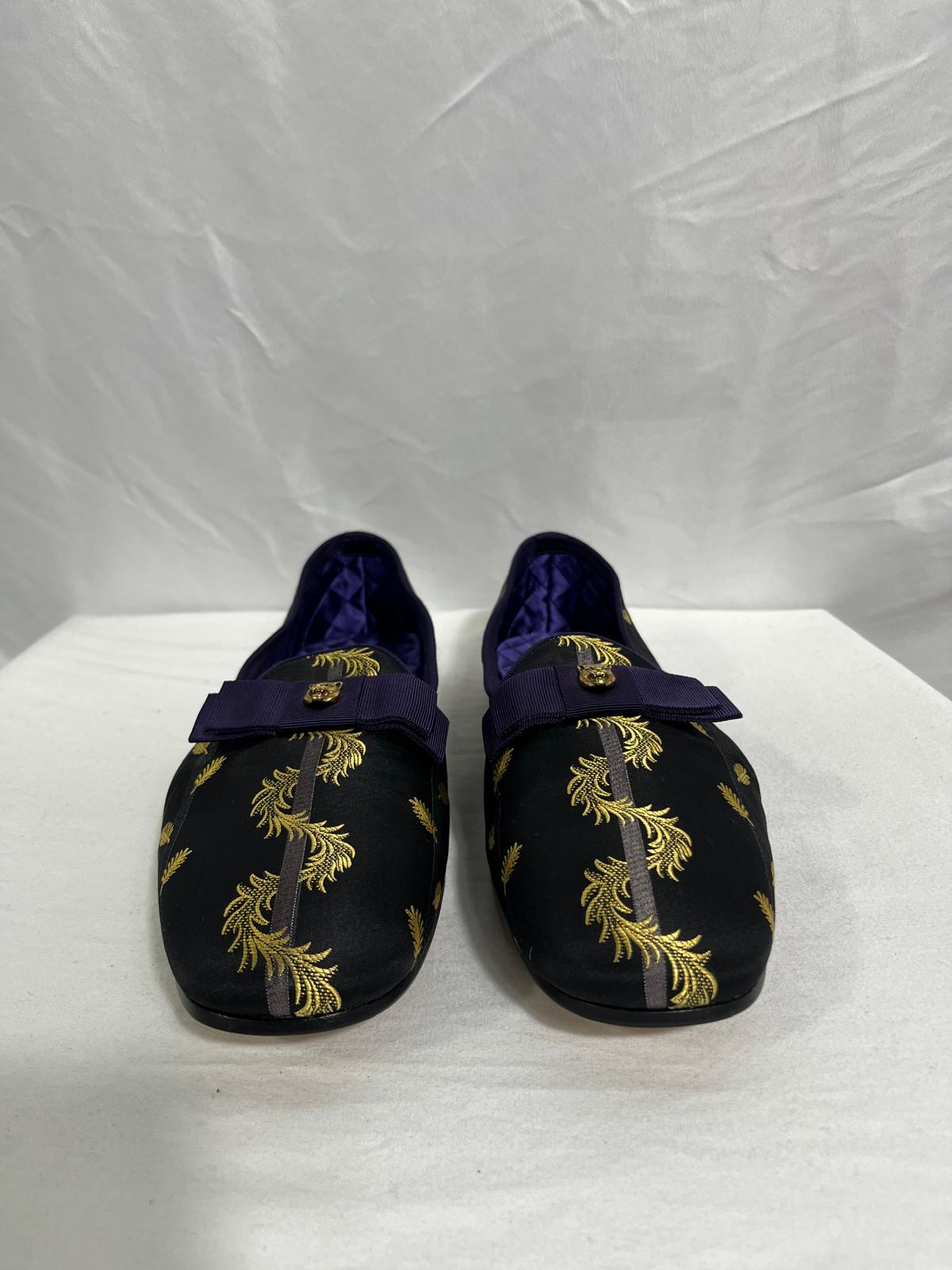 Men's Gucci Slip-On Jacquard Dress Loafers in Black Satin