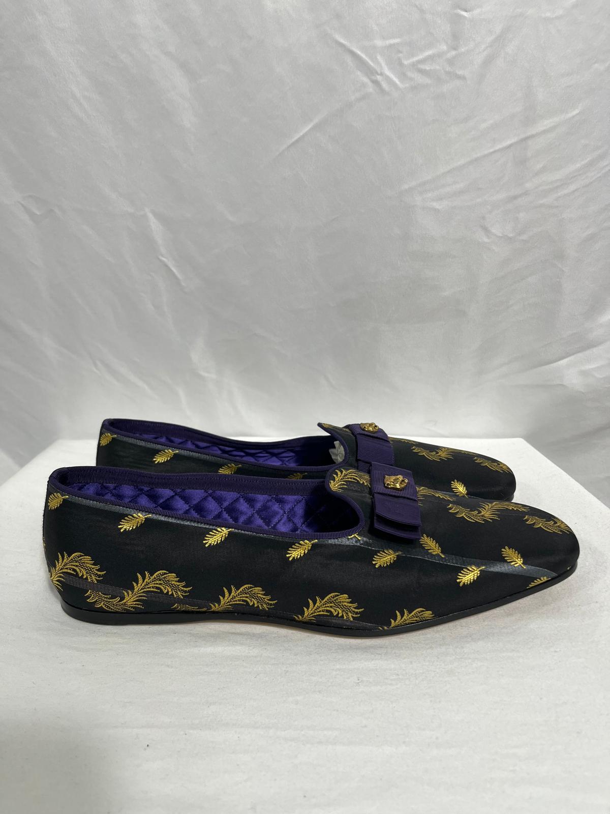 Men's Gucci Slip-On Jacquard Dress Loafers in Black Satin