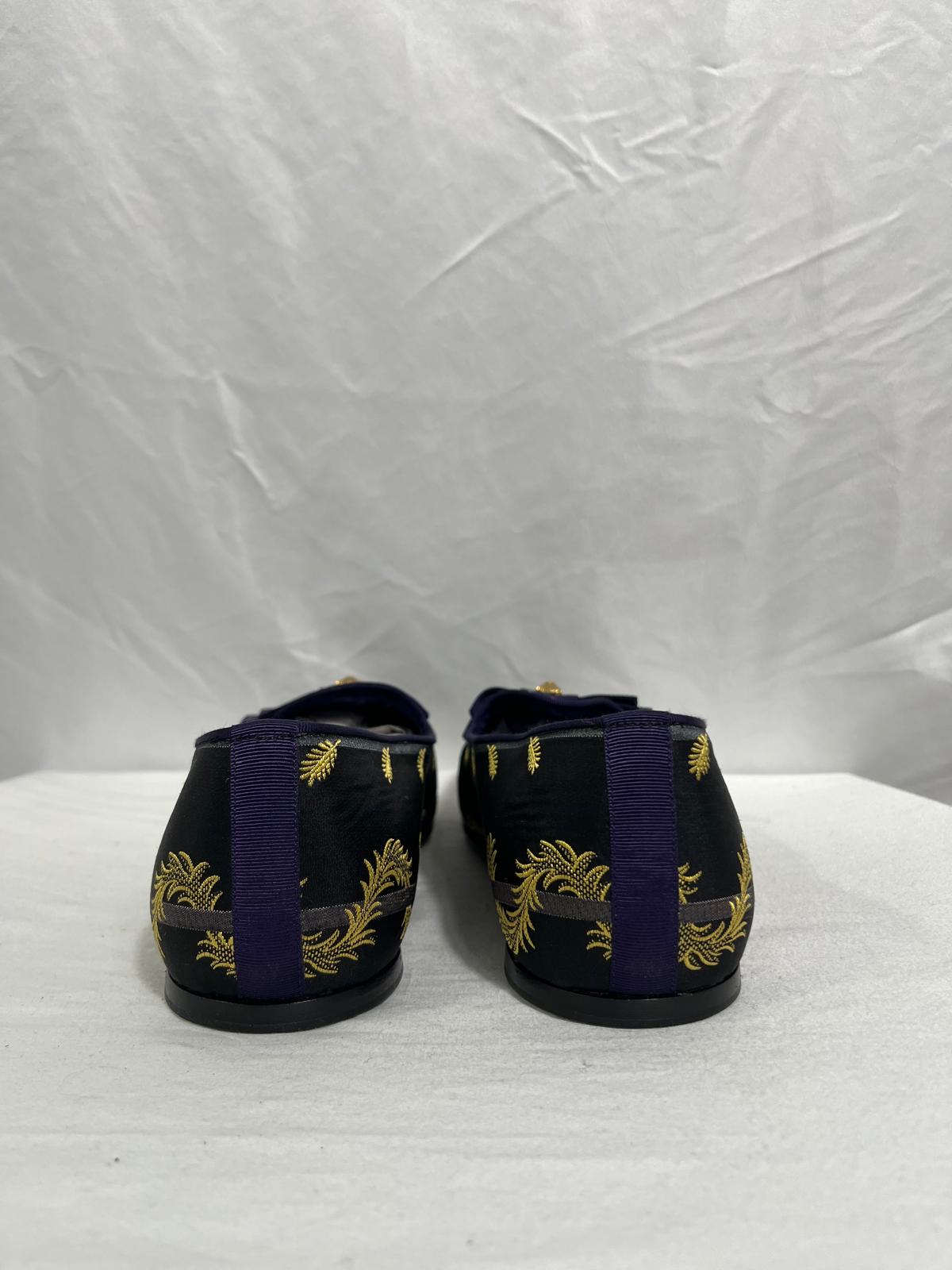 Men's Gucci Slip-On Jacquard Dress Loafers in Black Satin