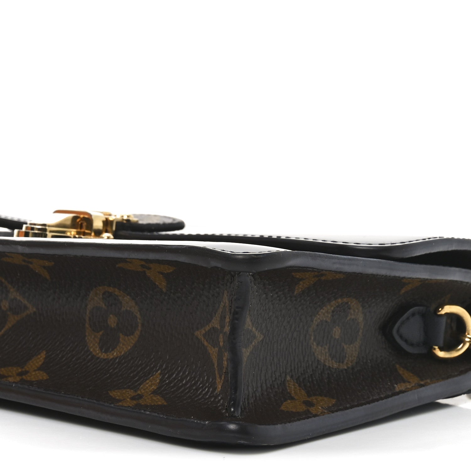 Patent Calfskin Monogram Cherrywood Chain Wallet Black