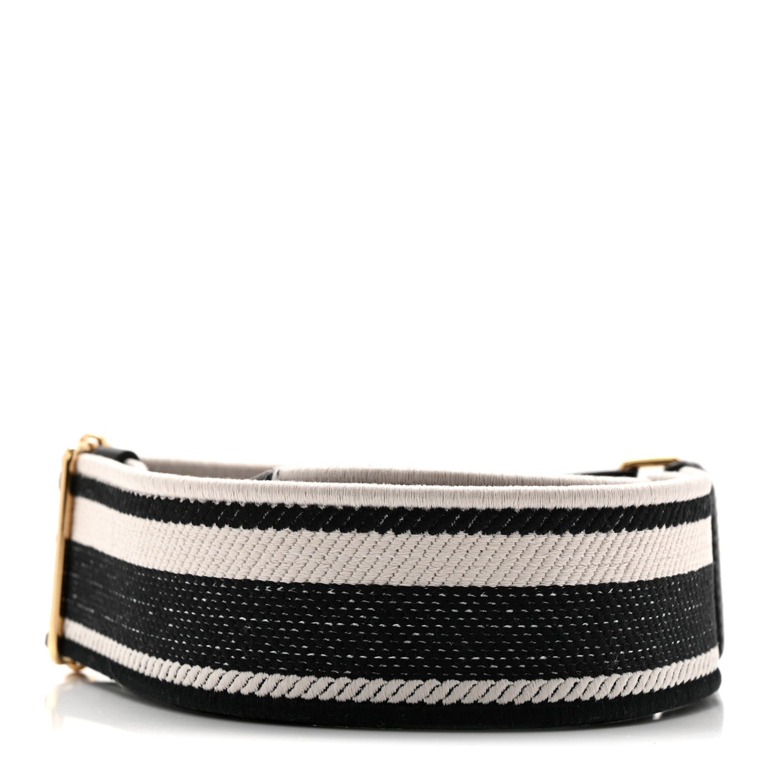 Canvas Calfskin Logo Shoulder Strap Black White