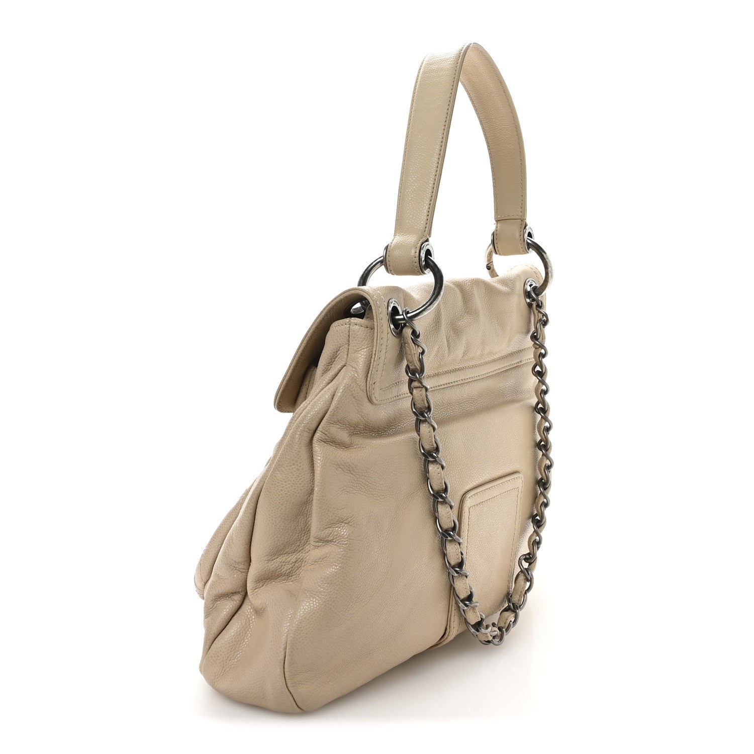 Glazed Caviar Coco Rider Flap Hobo Beige