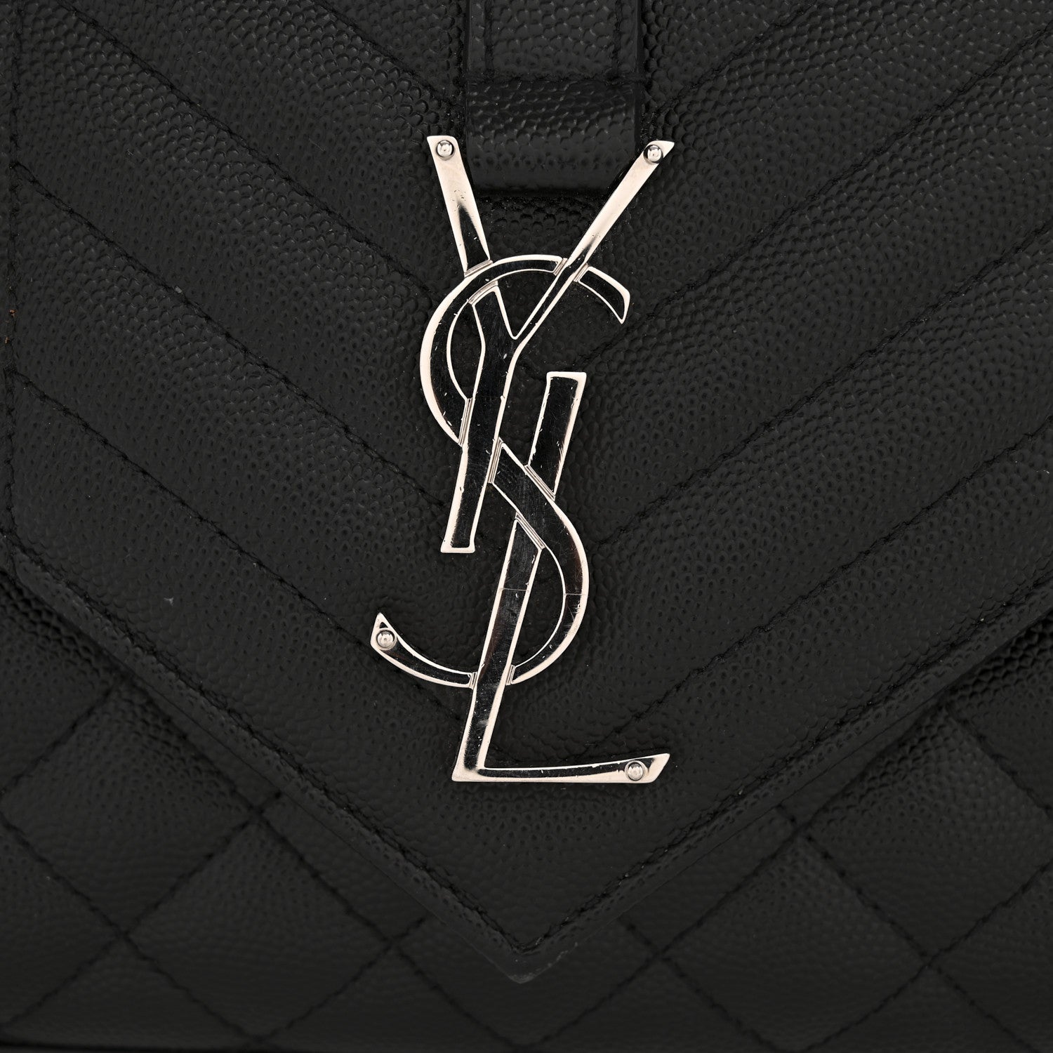 Grain De Poudre Textured Mixed Matelasse Triquilt Small Monogram Satchel Black