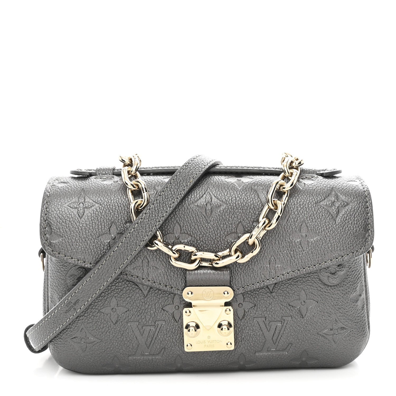 Shimmery Empreinte LV Ski Pochette Metis East West Gun Metal