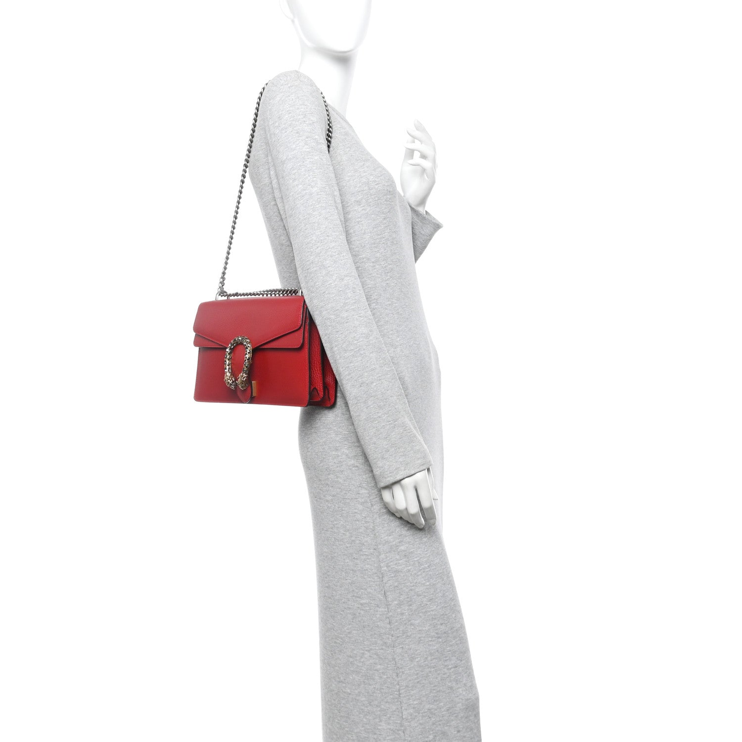 Dollar Calfskin Swarovski Crystal Small Dionysus Shoulder Bag Hibiscus Red