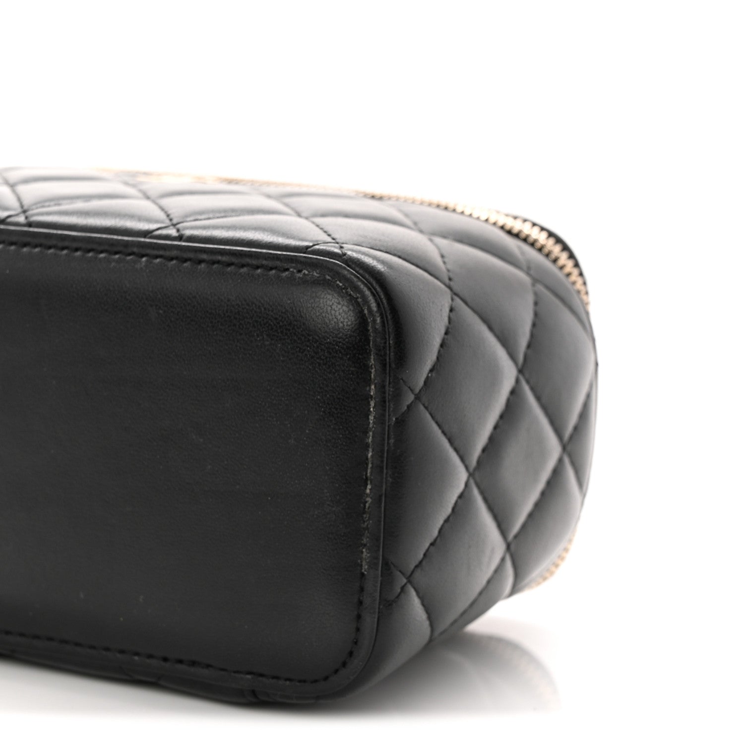 Lambskin Quilted Small Vanity Case With Chain Black