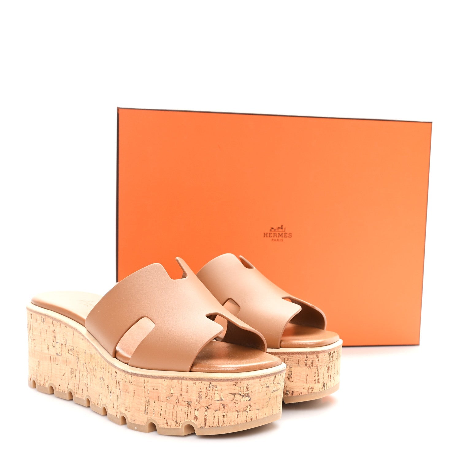 Calfskin Cork Eze 30 Sandals 38 Marron Glaise