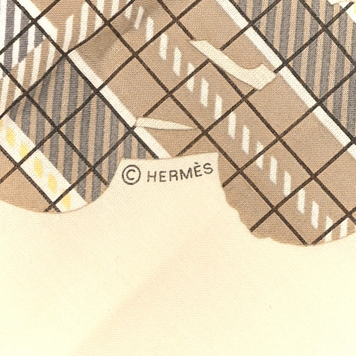 Cotton Brides De Gala Tartan Handkerchief Beige Ecru