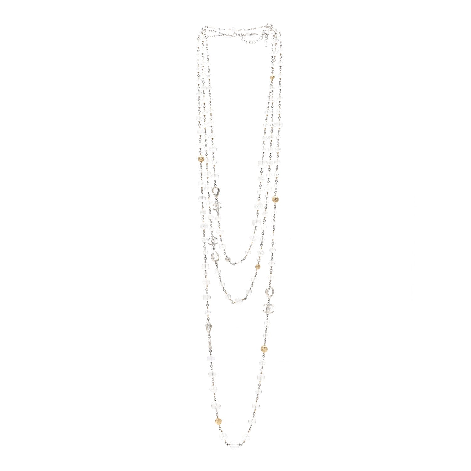 Gripoix Glass Bead CC Metiers d'Art Paris Salzburg Long Necklace Silver