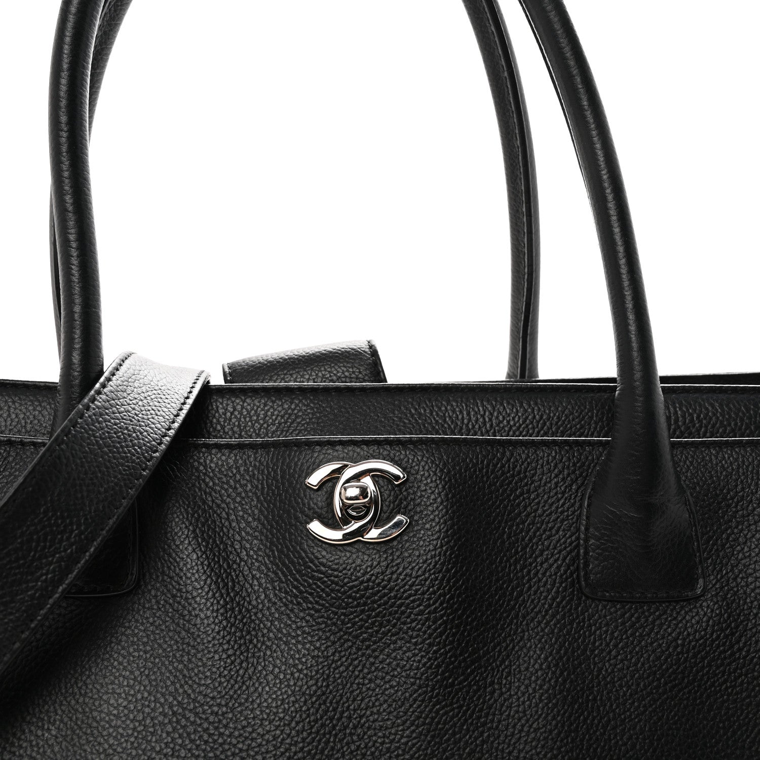 Calfskin Cerf Executive Shopper Tote Black