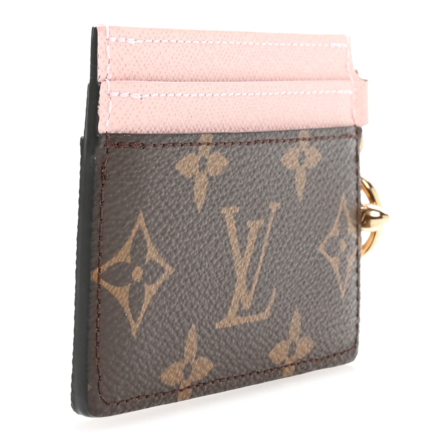 Monogram LV Charms Card Holder Rose Ballerine