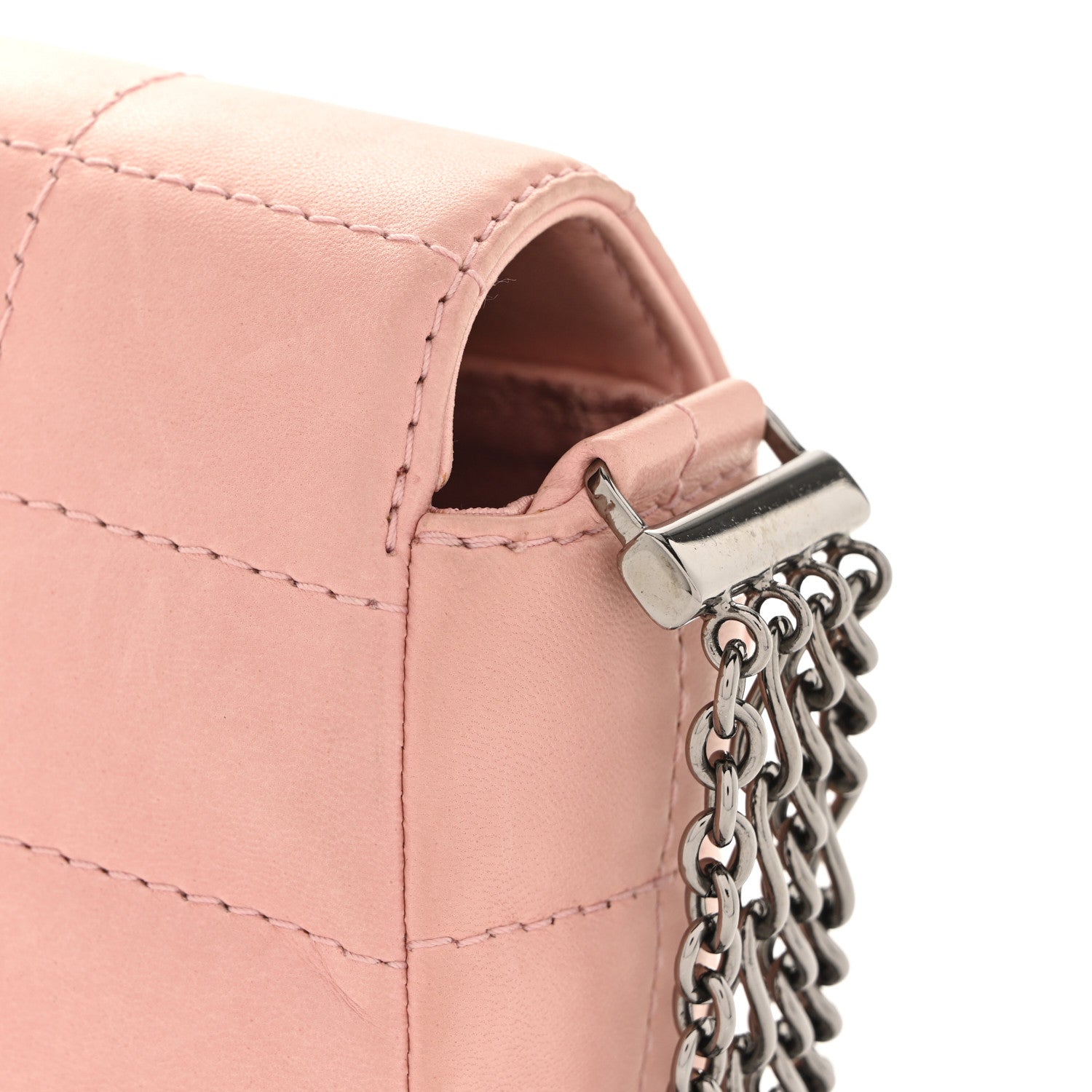 Lambskin Quilted Chocolate Bar 4 Chain Flap Pink