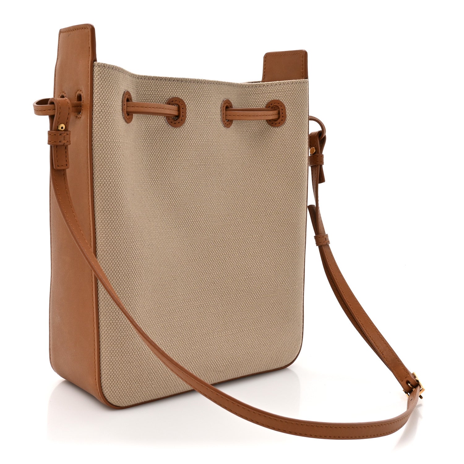 Canvas Calfskin Small Bucket Bag Desert Dust Brick