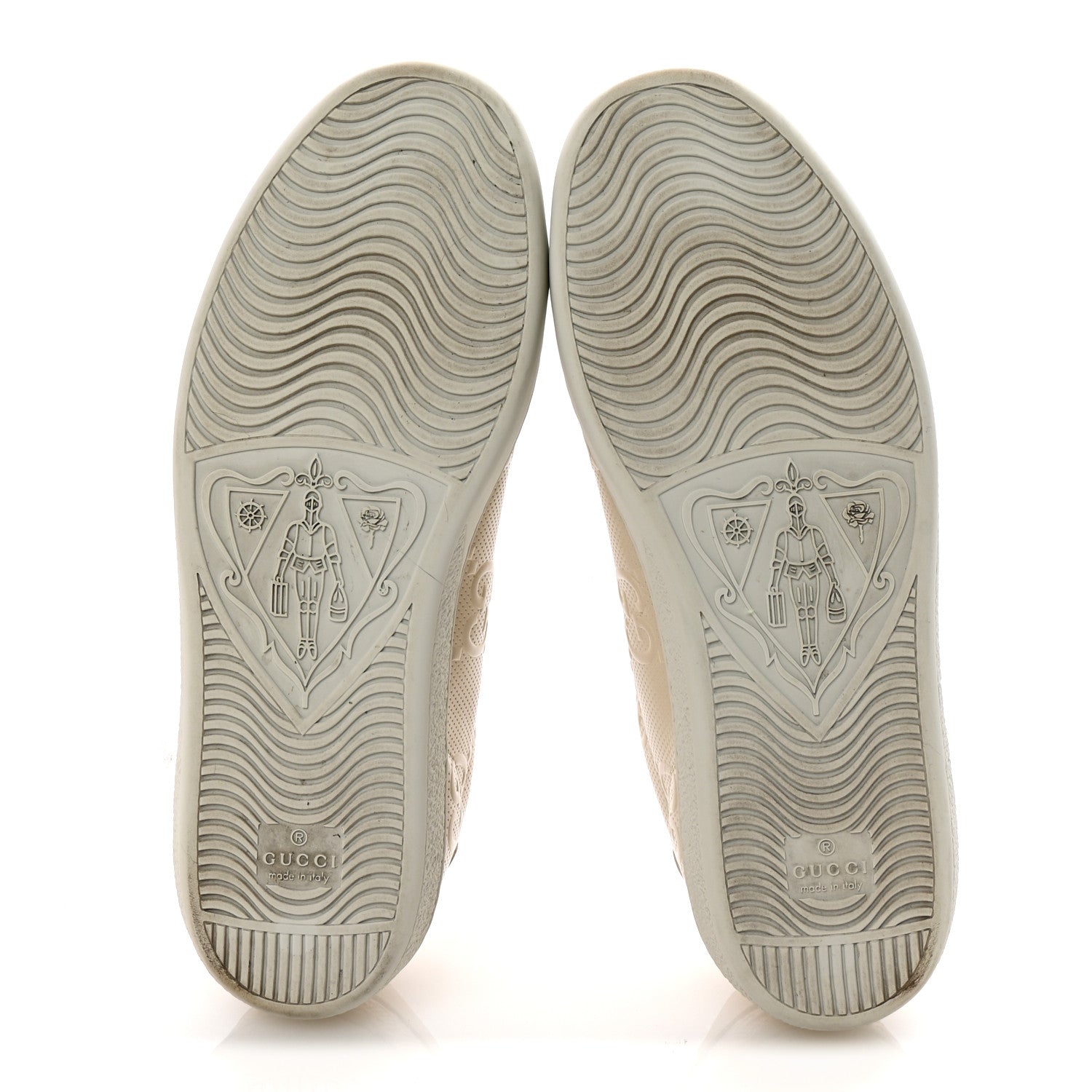 Calfskin GG Tennis Embossed Womens Ace Sneakers 39 Mystic White