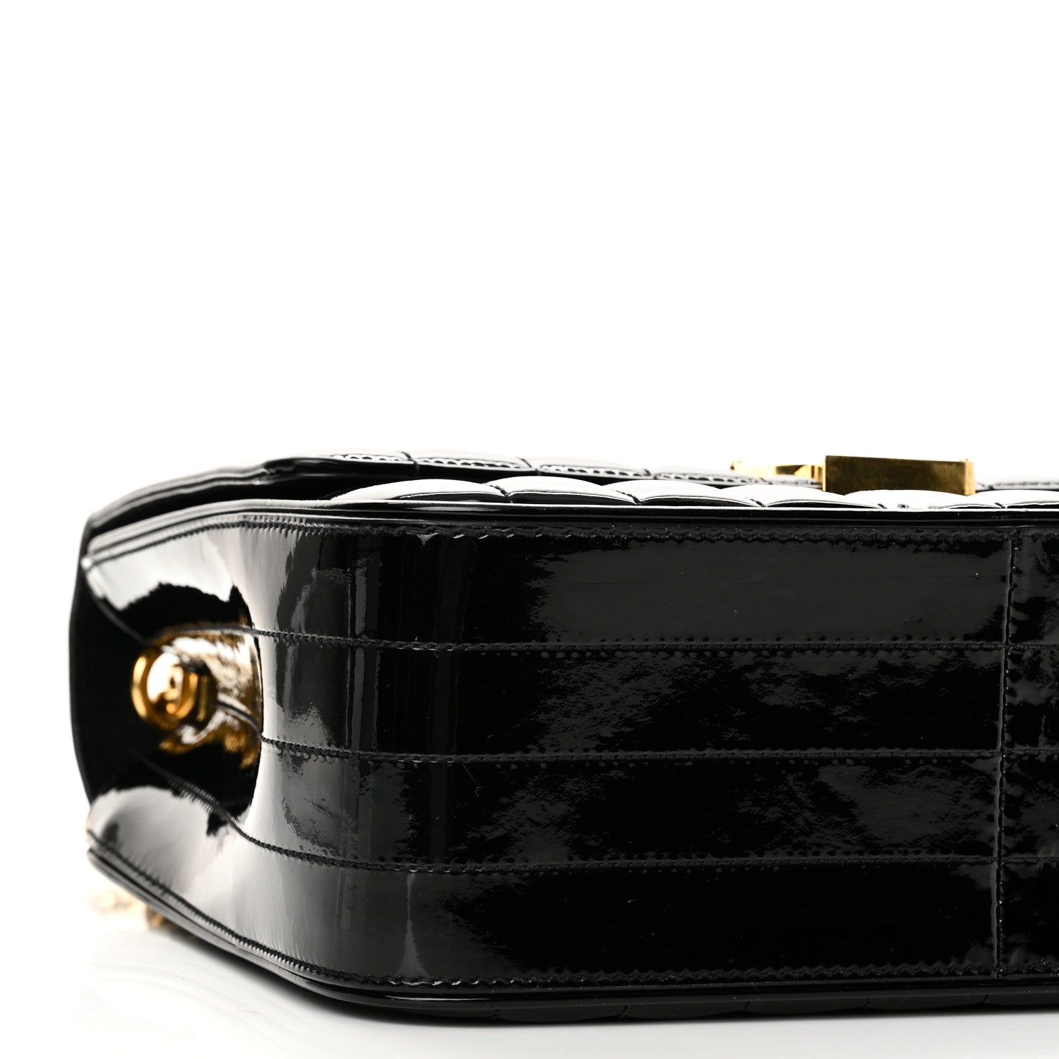 Patent Matelasse Monogram Large Vicky Chain Bag Black