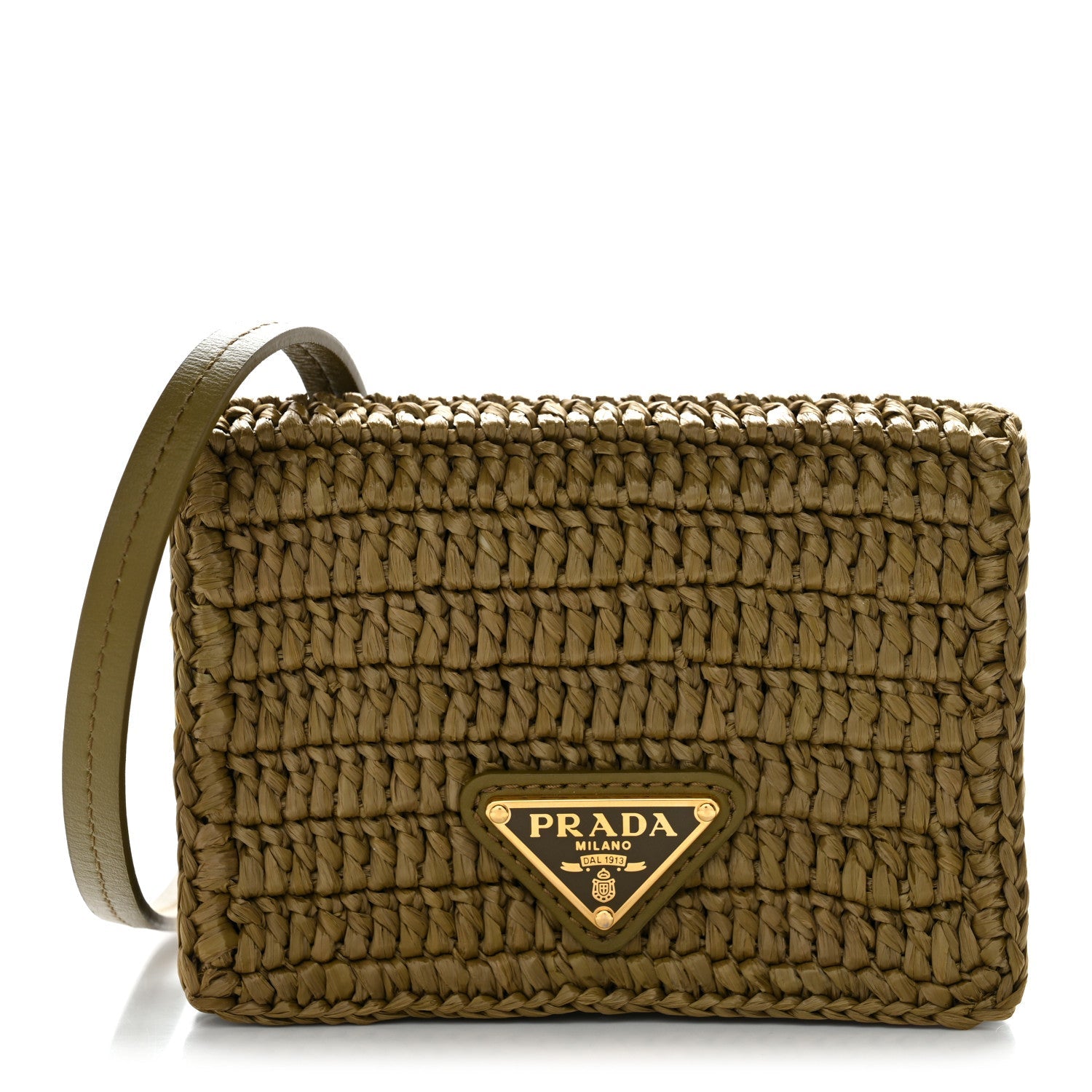 Raffia Effect Crochet Metal Triangle Logo Card Holder Oliva