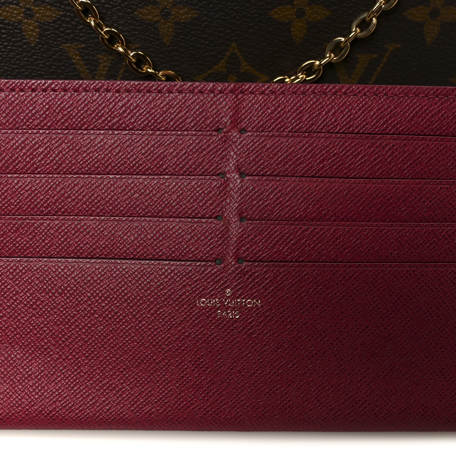 Monogram Pochette Felicie Chain Wallet Fuchsia