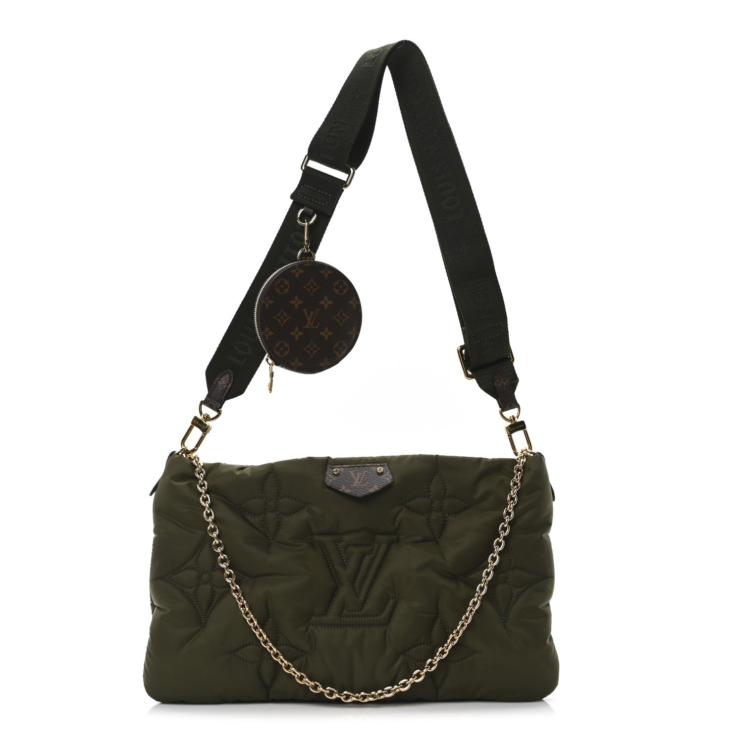 Econyl Monogram Pillow Maxi Multi Pochette Accessories Kaki Beige