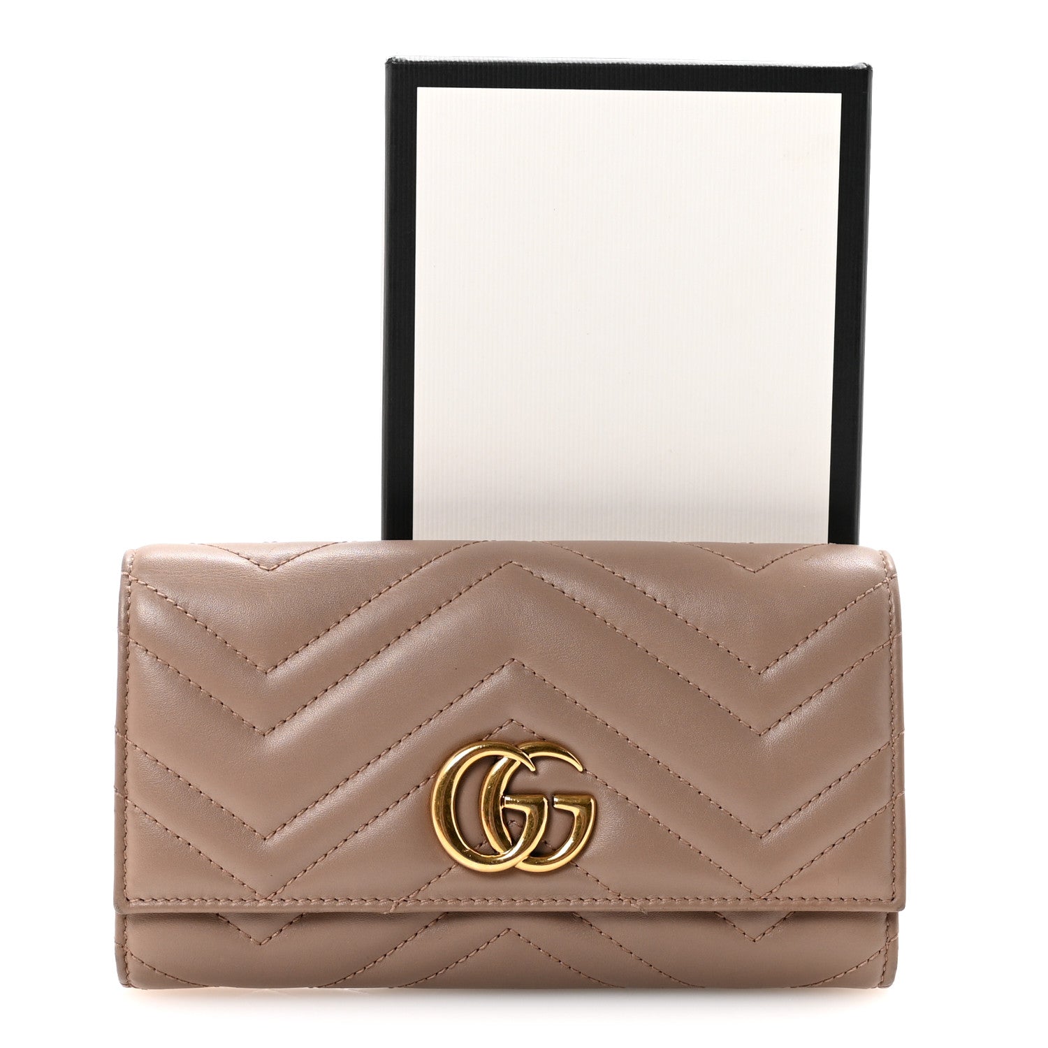 Calfskin Matelasse GG Marmont Continental Wallet Porcelain Rose