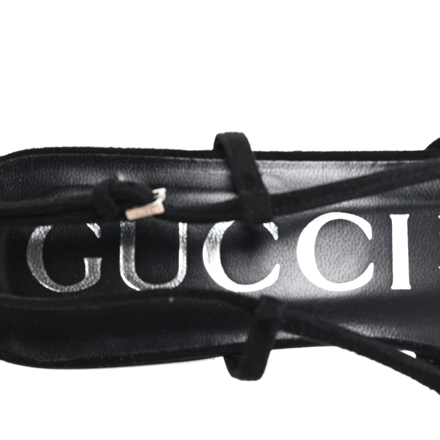 Suede Mesh Crystal GG Monogram Slingback Ballet Flats 39 Black