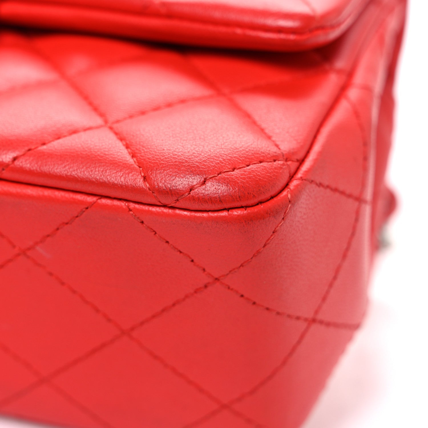 Lambskin Quilted Mini Rectangular Flap Red