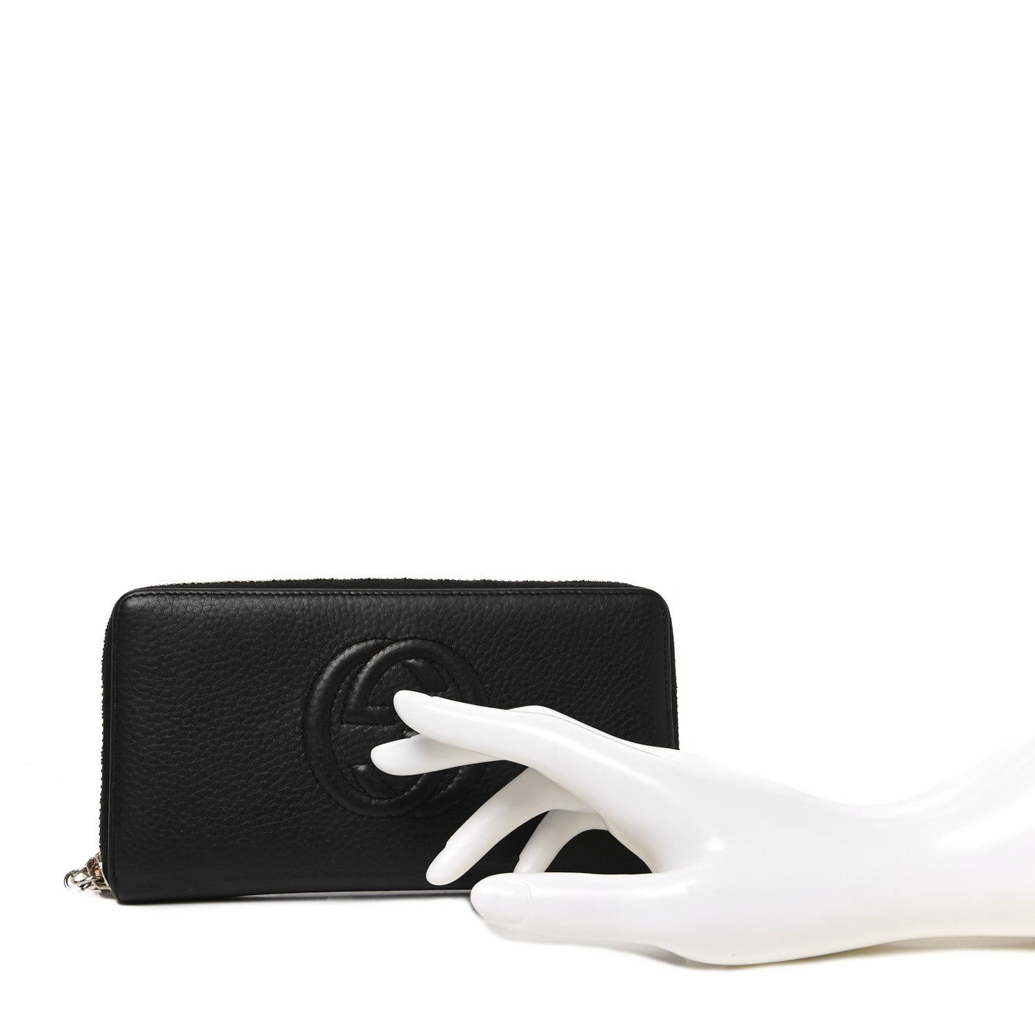 Pebbled Calfskin Soho Zip Around Wallet Black
