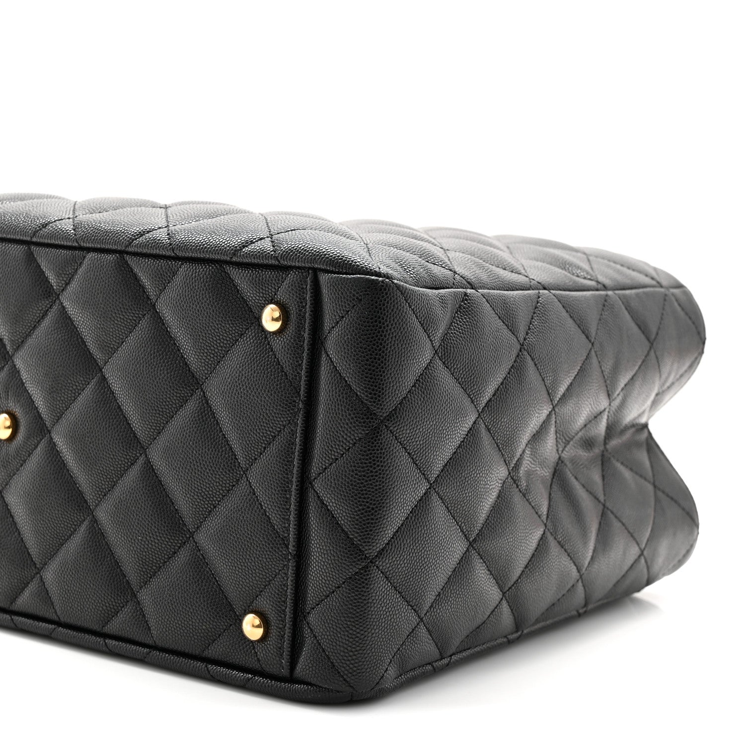 Caviar Quilted Small Shopping Tote Black