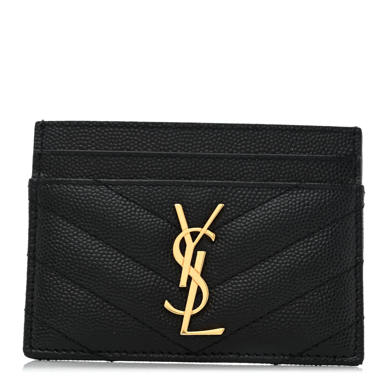 Grain De Poudre Matelasse Chevron Monogram Credit Card Case Black